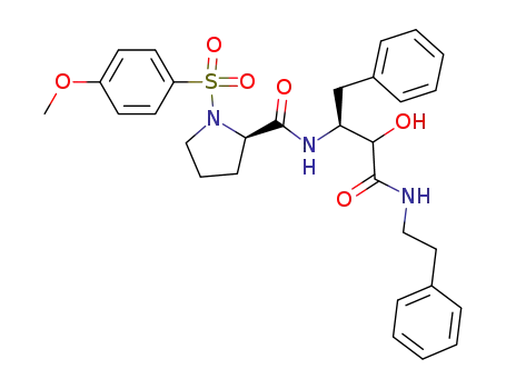 2(R)-N-((2S)-3(RS)-hydroxy-4-oxo-4-(phenethylamino)-1-phenylbutan-2-yl)-1-(4-methoxy-phenylsulfonyl)pyrrolidine-2-carboxamide
