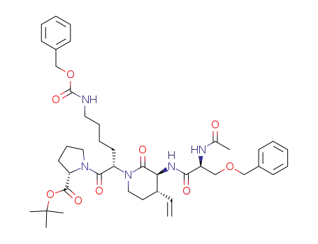(2S,2'S,3''S,4''S,2'''S)-1-{2'-[3''-(2'''-acetylamino-3'''-benzyloxy-propionylamino)-2''-oxo-4''-vinyl-piperidin-1''-yl]-6'-benzyloxycarbonylamino-hexanoyl}-pyrrolidine-2-carboxylic acid tert-butyl ester
