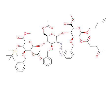 pent-4-enyl (methyl 2-O-acetyl-3-O-benzyl-4-O-tert-butyldimethylsilyl-α-L-idopyranosyluronate)-(1->4)-(6-O-acetyl-2-azido-3-O-benzyl-2-deoxy-α-D-glucopyranosyl)-(1->4)-methyl 3-O-benzyl-2-O-levulinoyl-β-D-glucopyranosyluronate