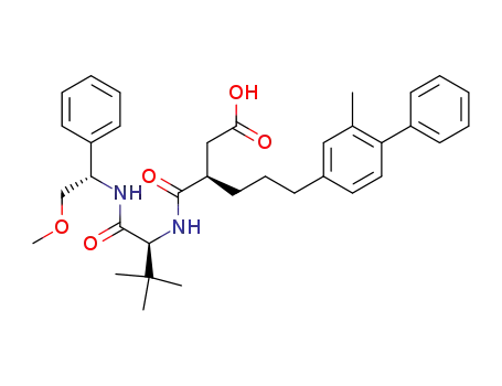 Molecular Structure of 230961-21-4 ((R)-3-((S)-1-((S)-2-methoxy-1-phenylethylamino)-3,3-dimethyl-1-oxobutan-2-ylcarbamoyl)-6-(2-methylbiphenyl-4-yl)hexanoic acid)
