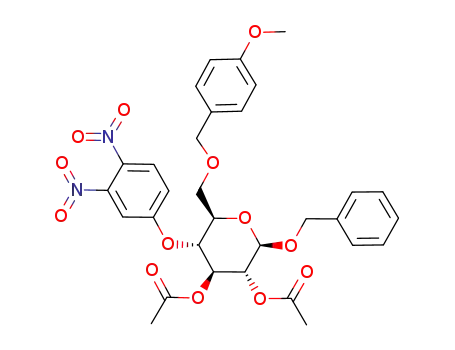 benzyl 2,3-di-O-acetyl-4-O-(3',4'-dinitrophenyl)-6-O-para-methoxybenzyl-β-D-glucopyranoside