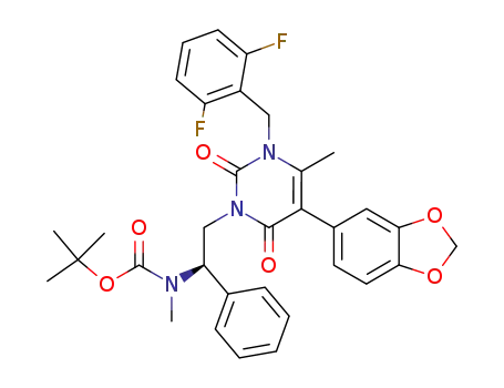 {2-[5-benzo[1,3]dioxol-5-yl-3-(2,6-difluoro-benzyl)-4-methyl-2,6-dioxo-3,6-dihydro-2<i>H</i>-pyrimidin-1-yl]-1-phenyl-ethyl}-methyl-carbamic acid <i>tert</i>-butyl ester
