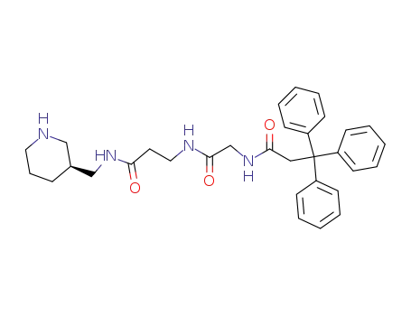 Molecular Structure of 405161-02-6 (b-Alaninamide,
N-(1-oxo-3,3,3-triphenylpropyl)glycyl-N-[(3S)-3-piperidinylmethyl]-)