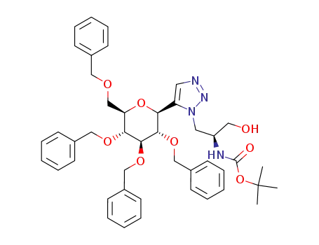Molecular Structure of 763122-85-6 ((2''S)-1-(2''-tert-butoxycarbonylamino-3''-hydroxy-propyl)-5-(2',3',4',6'-tetra-O-benzyl-β-D-glucopyranosyl)-1H-[1,2,3]triazole)
