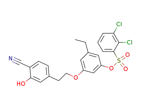 Molecular Structure of 372523-29-0 (2,3-dichlorobenzenesulfonic acid 3-[2-(4-cyano-3-hydroxyphenyl)ethoxy]-5-ethylphenyl ester)