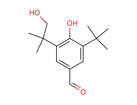 Molecular Structure of 112700-10-4 (Benzaldehyde,
3-(1,1-dimethylethyl)-4-hydroxy-5-(2-hydroxy-1,1-dimethylethyl)-)