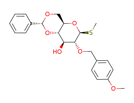 Molecular Structure of 512171-32-3 ((2R,4aR,6S,7R,8S,8aS)-7-(4-Methoxy-benzyloxy)-6-methylsulfanyl-2-phenyl-hexahydro-pyrano[3,2-d][1,3]dioxin-8-ol)
