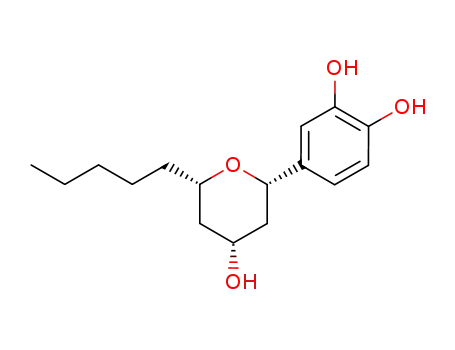 (2S,4R,6S)-2-(3',4'-hydroxyphenyl)-4-hydroxy-6-pentyltetrahydropyran