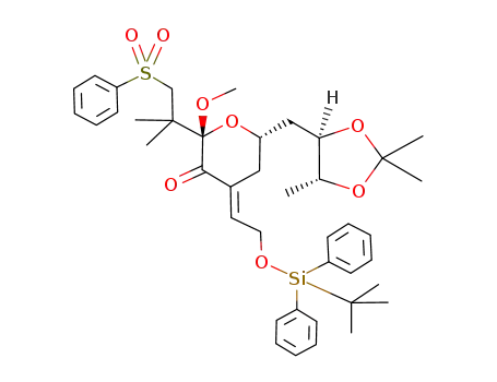 (2S,6S)-2-(2-Benzenesulfonyl-1,1-dimethyl-ethyl)-4-[2-(tert-butyl-diphenyl-silanyloxy)-eth-(E)-ylidene]-2-methoxy-6-((4R,5R)-2,2,5-trimethyl-[1,3]dioxolan-4-ylmethyl)-dihydro-pyran-3-one