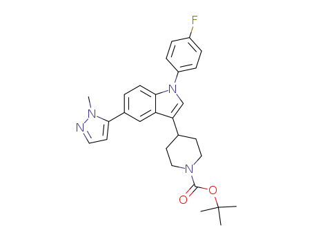 1-Piperidinecarboxylic acid,
4-[1-(4-fluorophenyl)-5-(1-methyl-1H-pyrazol-5-yl)-1H-indol-3-yl]-,
1,1-dimethylethyl ester