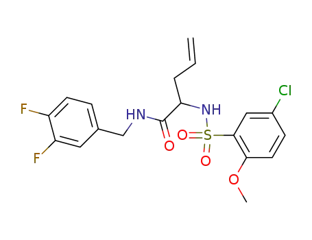 Molecular Structure of 885679-09-4 (2-{[(5-chloro-2-methoxyphenyl)sulfonyl]amino}-N-(3,4-difluorobenzyl)pent-4-enamide)