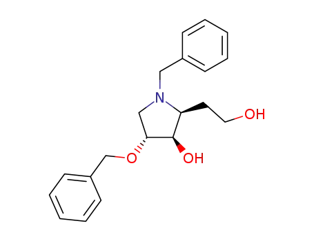 Molecular Structure of 800407-09-4 ((2S,3R,4R)-1-benzyl-4-benzyloxy-2-(2-hydroxyethyl)pyrrolidin-3-ol)