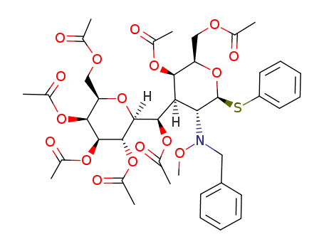 4,6-di-O-acetyl-3-C-[(1R)-2,6-anhydro-1,3,4,5,7-penta-O-acetyl-D-glycero-L-manno-heptitol-1-C-yl]-2-[(N-benzyl-N-methoxy)amino]-2,3-dideoxy-β-D-galacto-hexopyranosyl phenylsulfide