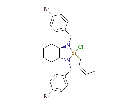 Molecular Structure of 804559-38-4 ((1R,2R)-(-)-[N,N'-Bis(4-bromobenzyl)-1,2-cyclohexanediamino][(2Z)-2-buten-1-yl]chlorosilane, min. 98%)