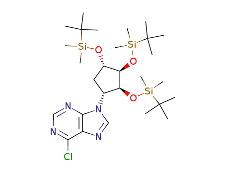 (1R,2S,3R,4S)-6-chloro-9-[2,3,4-tris-(tert-butyldimethylsilanyloxy)cyclopentyl]-9H-purine