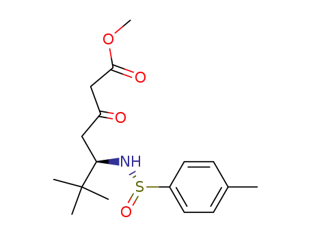 Heptanoic acid,
6,6-dimethyl-5-[[(S)-(4-methylphenyl)sulfinyl]amino]-3-oxo-, methyl ester,
(5R)-