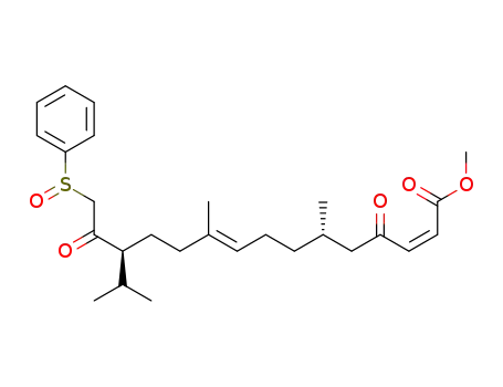 2,9-Pentadecadienoic acid,
6,10-dimethyl-13-(1-methylethyl)-4,14-dioxo-15-(phenylsulfinyl)-, methyl
ester, (2Z,6S,9E,13S)-