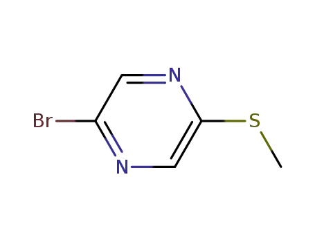 Molecular Structure of 1049026-49-4 (2-BROMO-5-(METHYLTHIO)PYRAZINE)