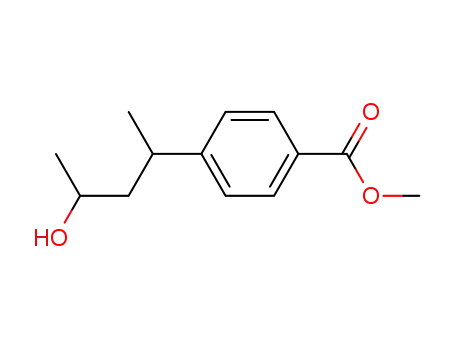 Molecular Structure of 497069-11-1 (Benzoic acid, 4-[(1R,3S)-3-hydroxy-1-methylbutyl]-, methyl ester, rel- (9CI))