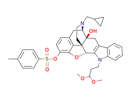17-(cyclopropylmethyl)-6,7-didehydro-4,5α-epoxy-3-(p-tosyloxy)-14-hydroxy-1'-(3'',3''-dimethoxypropyl)indolo[6,7:2',3']morphinan