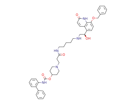 Molecular Structure of 743460-40-4 (biphenyl-2-ylcarbamic Acid 1-(2-{5-[(R)-2-(8-Benzyloxy-2-oxo-1,2-dihydroquinolin-5-yl)-2-hydroxyethylamino]pentylcarbamoyl}ethyl)piperidin-4-yl Ester)