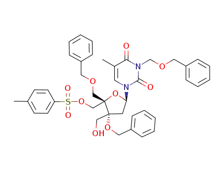 3',5'-di-O-benzyl-3-N-(benzyloxymethyl)-3'-C-(hydroxymethyl)-4'-C-(p-toluenesulfonyloxymethyl)thymidine