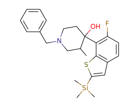 1-benzyl-3-methyl-4-hydroxy-4-(2-trimethylsilyl-6-fluorobenzothien-7-yl)piperidine