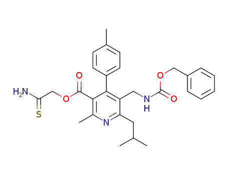 Molecular Structure of 851581-25-4 (2-amino-2-thioxoethyl 5-({[(benzyloxy)carbonyl]amino}methyl)-6-isobutyl-2-methyl-4-(4-methylphenyl)nicotinate)