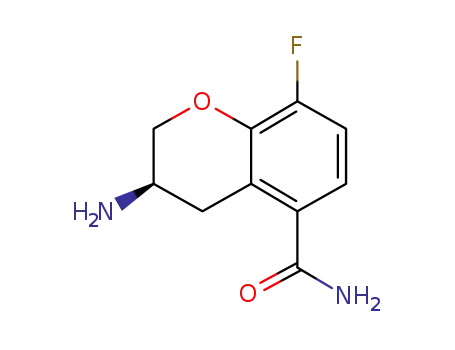 Molecular Structure of 214823-10-6 (2H-1-Benzopyran-5-carboxamide, 3-amino-8-fluoro-3,4-dihydro-, (3R)-)
