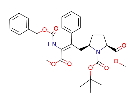1,2-Pyrrolidinedicarboxylic acid,
5-[(2Z)-4-methoxy-4-oxo-2-phenyl-3-[[(phenylmethoxy)carbonyl]amino]-
2-butenyl]-, 1-(1,1-dimethylethyl) 2-methyl ester, (2S,5R)-