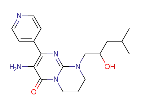 Molecular Structure of 831232-23-6 (4H-Pyrimido[1,2-a]pyrimidin-4-one,
3-amino-6,7,8,9-tetrahydro-9-(2-hydroxy-4-methylpentyl)-2-(4-pyridinyl)-)