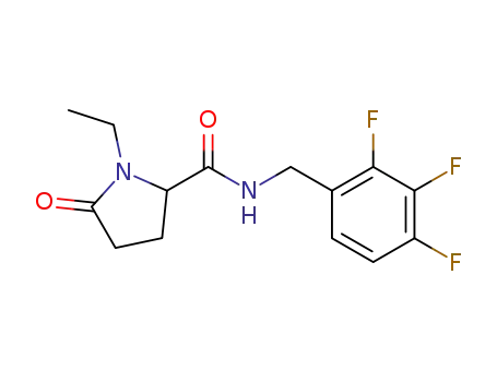 Molecular Structure of 1001389-33-8 (1-ethyl-5-oxo-N-[(2,3,4-trifluorophenyl)methyl]-prolinamide)