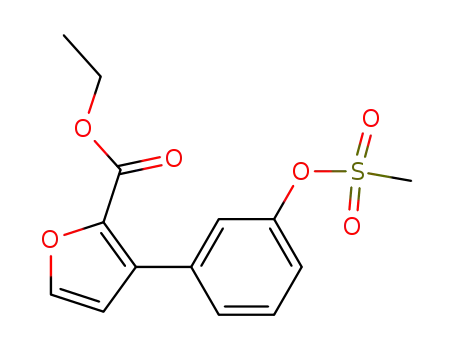 Molecular Structure of 576170-35-9 (2-Furancarboxylic acid, 3-[3-[(methylsulfonyl)oxy]phenyl]-, ethyl ester)