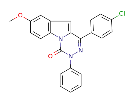 Molecular Structure of 501411-13-8 ([1,2,4]Triazino[4,5-a]indol-4(3H)-one,
1-(4-chlorophenyl)-8-methoxy-3-phenyl-)