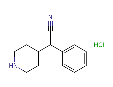 Molecular Structure of 83898-13-9 (alpha-phenylpiperidine-4-acetonitrile monohydrochloride)
