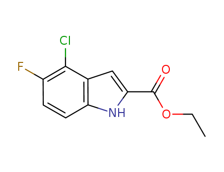 Molecular Structure of 153500-78-8 (1H-Indole-2-carboxylic acid, 4-chloro-5-fluoro-, ethyl ester)