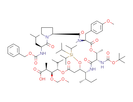 N-<1-<N-<(benzyloxy)carbonyl>-L-leucyl>-L-prolyl>-3-(p-methoxyphenyl)-N-methyl-L-alanine, ester with (3S,4R,5S)-3-<(triisopropylsilyl)oxy>-4-<(2S,3R)-2-<(tert-butoxycarbonyl)amino>-3-hydroxybutyramido>-5-methylheptanoic acid, (1S,2S,3S)-1-isopropyl-2-