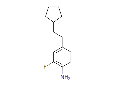Molecular Structure of 1400654-23-0 (4-(2-cyclopentylethyl)-2-fluoroaniline)