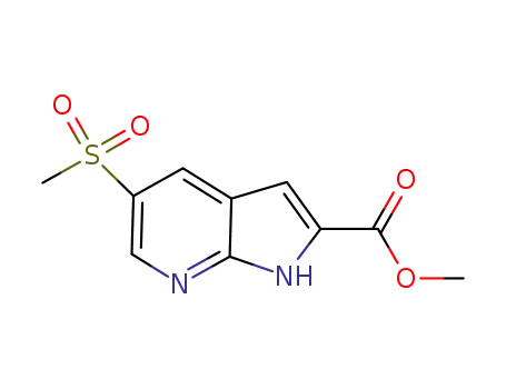 Molecular Structure of 268212-34-6 (1H-Pyrrolo[2,3-b]pyridine-2-carboxylic acid, 5-(methylsulfonyl)-, methyl ester)