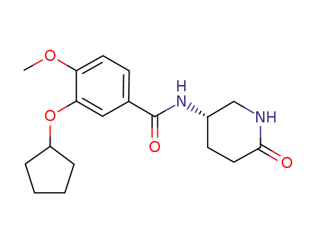 Molecular Structure of 672883-92-0 (Benzamide, 3-(cyclopentyloxy)-4-methoxy-N-[(3S)-6-oxo-3-piperidinyl]-)
