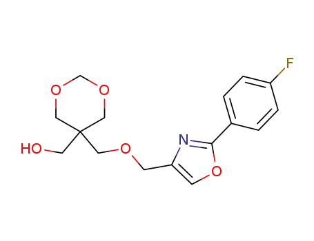 Molecular Structure of 501362-23-8 (1,3-Dioxane-5-methanol,
5-[[[2-(4-fluorophenyl)-4-oxazolyl]methoxy]methyl]-)
