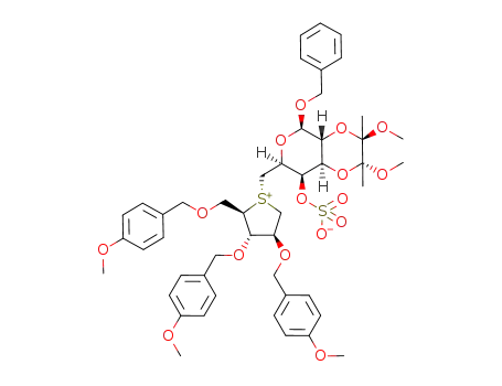 benzyl 2,3-O-[(2R,3R)-2,3-dimethoxybutane-2,3-diyl]-4-O-sulfoxy-6-deoxy-6-[1,4-dideoxy-2,3,5-tri-O-p-methoxybenzyl-1,4-episulfoniumylidene-D-arabinitol]-β-D-galactopyranoside inner salt