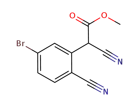 Molecular Structure of 925672-87-3 (5-BROMO-A,2-DICYANOBENZENEACETIC ACID METHYL ESTER)