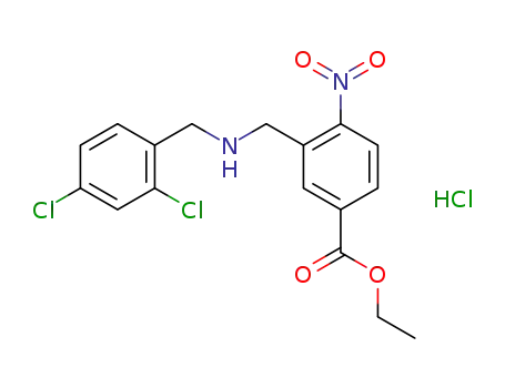 Molecular Structure of 219763-60-7 (ethyl 3-(2,4-dichlorobenzylamino)methyl-4-nitrobenzoate hydrochloride)