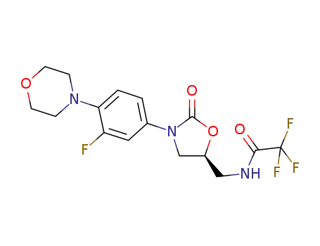 Molecular Structure of 216869-19-1 ((S)-2,2,2-trifluoro-N-((3-(3-fluoro-4-morpholinophenyl)-2-oxooxazolidin-5-yl)methyl)acetamide)