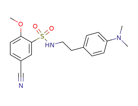 Molecular Structure of 524743-27-9 (Benzenesulfonamide,
5-cyano-N-[2-[4-(dimethylamino)phenyl]ethyl]-2-methoxy-)