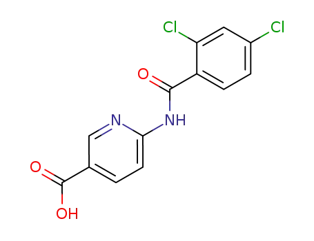 Molecular Structure of 735351-61-8 (3-Pyridinecarboxylic acid, 6-[(2,4-dichlorobenzoyl)amino]-)