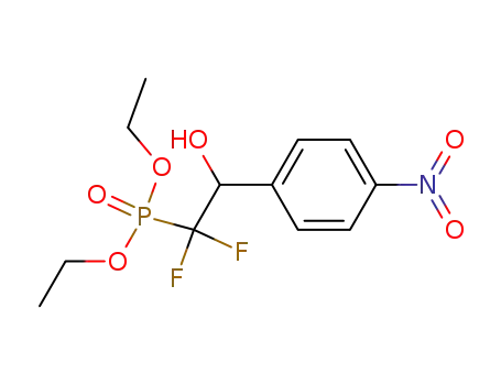 Molecular Structure of 83567-78-6 ([1,1-difluoro-2-hydroxy-2-(4-nitro-phenyl)-ethyl]-phosphonic acid diethyl ester)