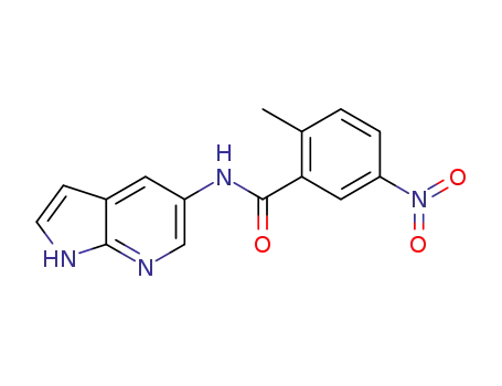 Molecular Structure of 1012342-27-6 (2-methyl-5-nitro-N-(1H-pyrrolo[2,3-b]pyridin-5-yl)-benzamide)