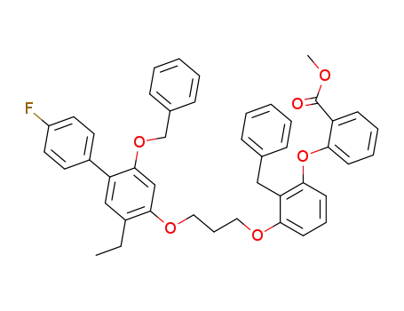2-[2-(phenylmethyl)-3-[3-[2-ethyl-4-(4-fluorophenyl)-5-(phenylmethoxy)phenoxy]propoxy]-phenoxy]benzoic acid methyl ester